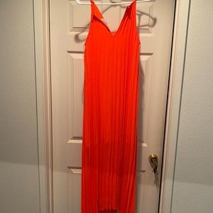 Beautiful bright long coral summer dress